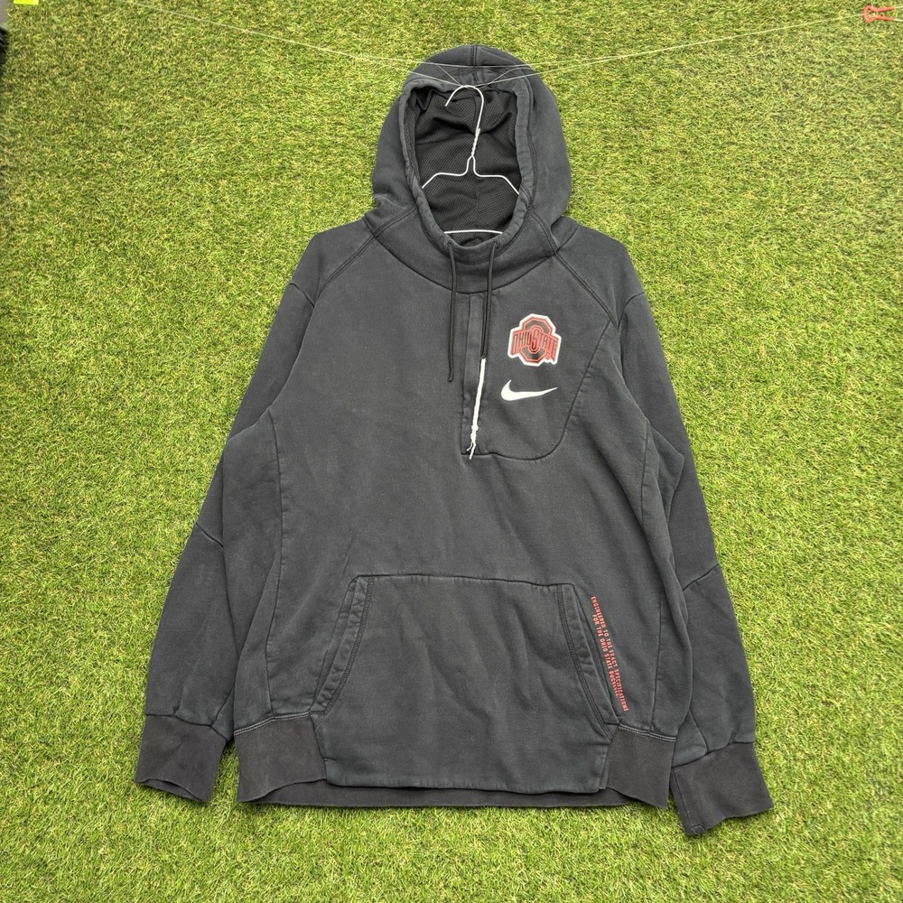 Ohio State Buckeyes Nike Hoodie Mens Large Black Zip Pocket Football OSU Sports